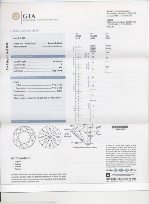 Stunning Natural Loose 0.62 Carat White F Color SI2 Clarity Round Diamond with Very Good Cut and GIA Report | Completely Eyeclean - Item: D116 - Image: 2