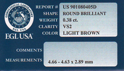 0.38 Carat Very Pale Brownish Pink Loose Diamond | Natural Color Round Brilliant VS2 Clarity - Item: D259 - Image: 2