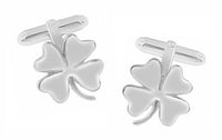 Lucky Four Leaf Clover Shamrock Cufflinks in Sterling Silver