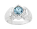 1920's Vintage Style Art Deco Aquamarine Ring for a Man in 14 Karat White Gold
