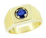 Men's Royal Blue Sapphire Ring in 14 Karat Yellow Gold