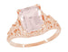 Emerald Cut Morganite Edwardian Filigree Engagement Ring in 14 Karat Rose ( Pink ) Gold