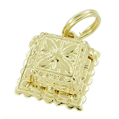 1950's Vintage Movable Diamond Engagement Ring and Ring Box Charm in 14 Karat Gold - alternate view