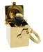 Vintage Movable Jack in the Box Charm - Yellow 14K Gold - 1950s Antique - Black Box Lid Open - C185