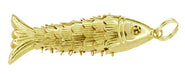 Movable Wriggling Fish Charm Pendant in 14 Karat Gold