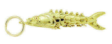 Movable Wriggling Fish Charm in 14 Karat Gold