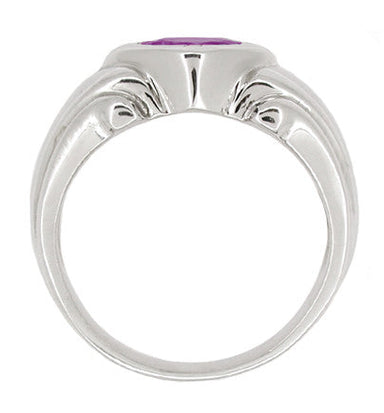 Mens Art Deco Amethyst Ring in 14 Karat White Gold - alternate view