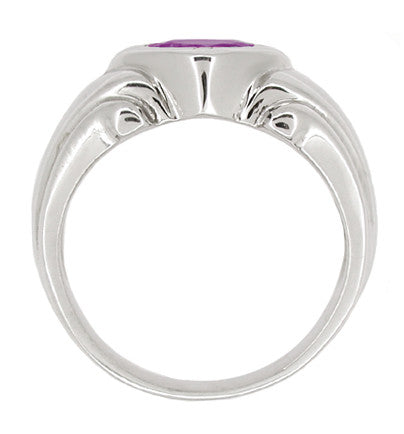 Mens Art Deco Amethyst Ring in 14 Karat White Gold - Item: MR121 - Image: 2