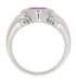 Mens Art Deco Amethyst Ring in 14 Karat White Gold