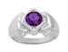 Mens Art Deco Amethyst Ring in 14 Karat White Gold