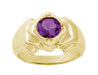 Geometric Art Deco Men's Amethyst Ring in 14 Karat Yellow Gold