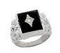 Men's Corinthian Scrolls Onyx and Diamond Antique Ring in 10 Karat Gold