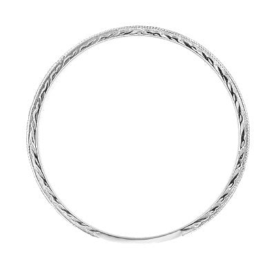Mens Art Deco Vintage Style Engraved Wheat Wedding Ring in Platinum - Item: MR858PND - Image: 3