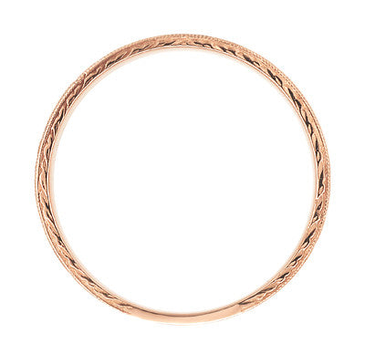 Mens Antique Style Art Deco Engraved Wheat Wedding Ring in 14 Karat Rose Gold - 4mm - Item: MR858RND - Image: 3