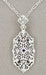 Art Deco Sapphire Filigree Pendant Necklace in 14 Karat White Gold
