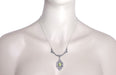 Art Deco Filigree Peridot Dangle Drop Pendant Necklace in Sterling Silver