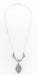 Art Deco Filigree Peridot Dangle Drop Pendant Necklace in Sterling Silver