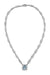 Art Deco Filigree Blue Topaz Drop Pendant Necklace in Sterling Silver