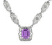 Art Deco Filigree Amethyst Drop Pendant Necklace in Sterling Silver