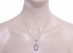Filigree Art Deco Starburst Camphor Glass Crystal & Diamond Drop Pendant Necklace in Sterling Silver