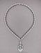 Art Deco Filigree Drop Pendant Necklace Set with Sapphire and Diamonds in 14 Karat White Gold
