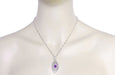 Art Deco Amethyst Filigree Oval Pendant Necklace in Sterling Silver