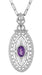 Art Deco Amethyst Filigree Oval Pendant Necklace in Sterling Silver