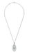 Art Deco Blue Topaz Filigree Oval Pendant Necklace in Sterling Silver