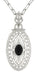 Art Deco Black Onyx Filigree Oval Pendant Necklace in Sterling Silver