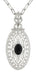 Art Deco Black Onyx Filigree Oval Pendant Necklace in Sterling Silver