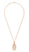 Art Deco Oval White Topaz Filigree Rose Gold Vermeil Pendant Necklace in Sterling Silver