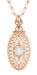 Art Deco Oval White Topaz Filigree Rose Gold Vermeil Pendant Necklace in Sterling Silver