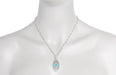 Art Deco Turquoise Filigree Oval Pendant Necklace in Sterling Silver