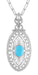 Art Deco Turquoise Filigree Oval Pendant Necklace in Sterling Silver