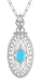 Art Deco Turquoise Filigree Oval Pendant Necklace in Sterling Silver