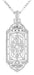 Art Deco Filigree Geometric Diamond Pendant Necklace in Sterling Silver