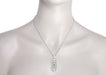 Art Deco Filigree Emerald Geometric Pendant Necklace in Sterling Silver