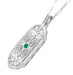 Art Deco Filigree Emerald Geometric Pendant Necklace in Sterling Silver