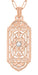 Art Deco Filigree Rose Gold Vermeil Geometric White Sapphire Pendant Necklace in Sterling Silver