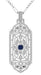 Art Deco Filigree Sapphire Geometric Pendant Necklace in Sterling Silver