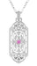 1920's Pink Sapphire Pendant in Sterling Silver - Vintage Style Art Deco Filigree Necklace