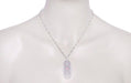 Art Deco Pink Tourmaline and Diamonds Floral Filigree Pendant Necklace in Sterling Silver