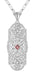 Art Deco Pink Tourmaline and Diamonds Floral Filigree Pendant Necklace in Sterling Silver