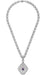 Edwardian Filigree Drop Pendant Necklace with Amethyst and Diamond in Sterling Silver