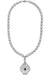 Edwardian Filigree Drop Pendant Necklace with Amethyst and Diamond in Sterling Silver