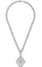 Edwardian Filigree Drop Pendant Necklace with Blue Topaz and Diamond in Sterling Silver