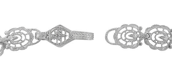 Edwardian Filigree Drop Pendant Necklace with Peridot and Diamond in Sterling Silver - Item: N152PER - Image: 3