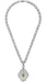 Edwardian Filigree Drop Pendant Necklace with Peridot and Diamond in Sterling Silver