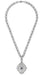 Edwardian Filigree Sapphire and Diamond Drop Pendant Necklace in Sterling Silver