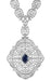 Edwardian Filigree Sapphire and Diamond Drop Pendant Necklace in Sterling Silver